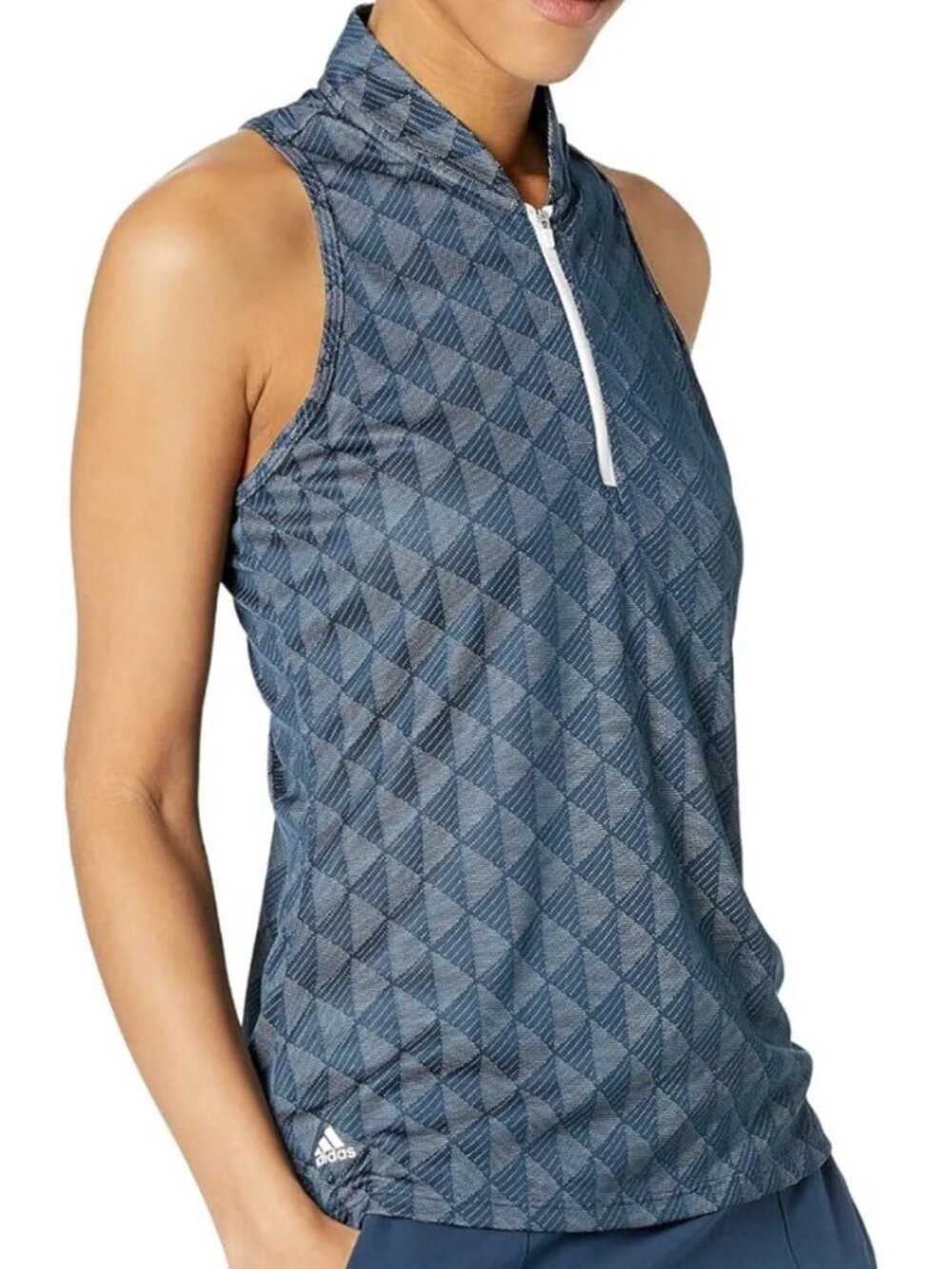 Adidas | Racer Back Zip Sleeveless Golf Polo - Navy Blue ; Womens M